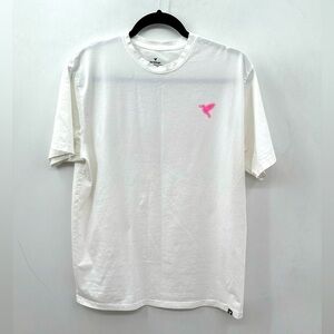 BIRDDOGS white palm pastel woman cotton blend short sleeve casual sporty tee L